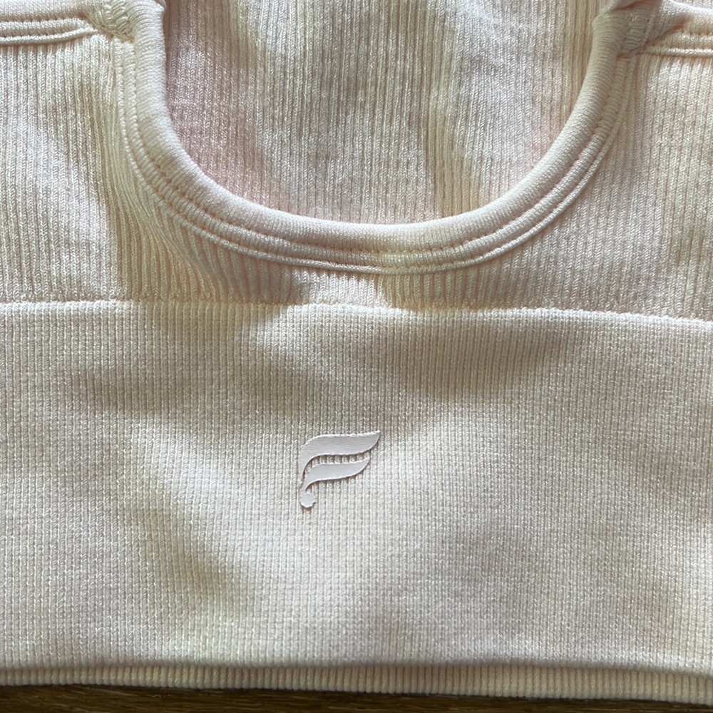 Fabletics Light Pink Ribbed Sports Bra | S - Picture 4 of 5